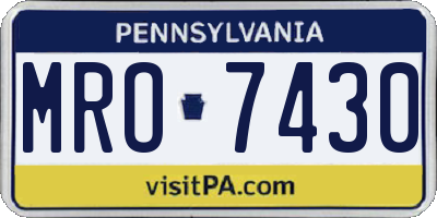 PA license plate MRO7430