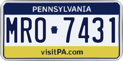 PA license plate MRO7431