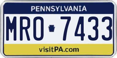 PA license plate MRO7433