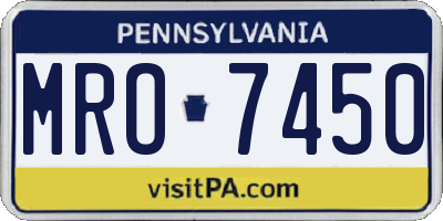 PA license plate MRO7450