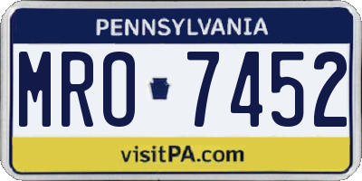 PA license plate MRO7452