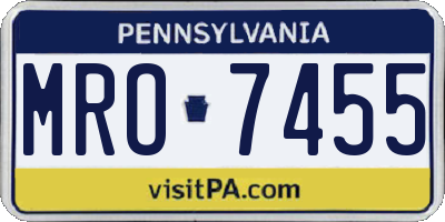PA license plate MRO7455