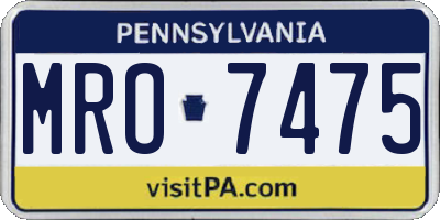 PA license plate MRO7475