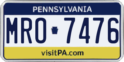 PA license plate MRO7476