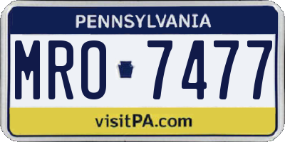 PA license plate MRO7477