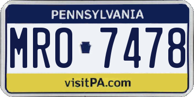 PA license plate MRO7478