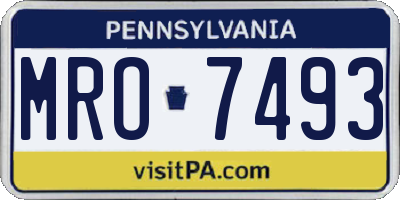 PA license plate MRO7493