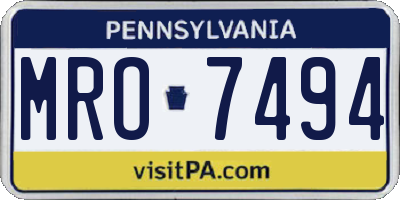 PA license plate MRO7494