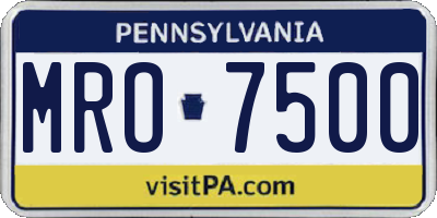 PA license plate MRO7500