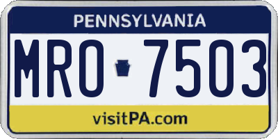 PA license plate MRO7503