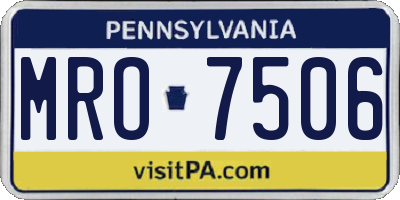 PA license plate MRO7506