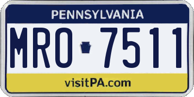 PA license plate MRO7511