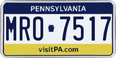 PA license plate MRO7517