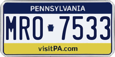 PA license plate MRO7533