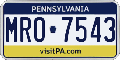 PA license plate MRO7543