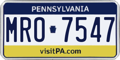 PA license plate MRO7547