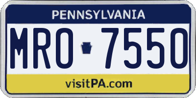 PA license plate MRO7550
