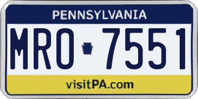 PA license plate MRO7551