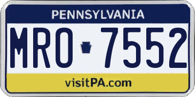 PA license plate MRO7552