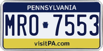 PA license plate MRO7553