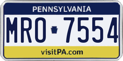 PA license plate MRO7554