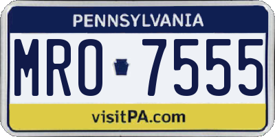 PA license plate MRO7555