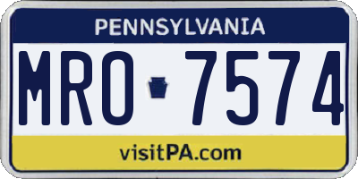 PA license plate MRO7574