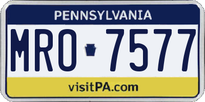 PA license plate MRO7577