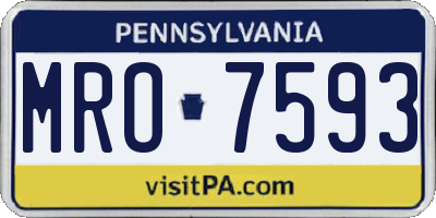 PA license plate MRO7593