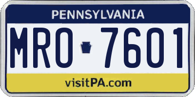 PA license plate MRO7601