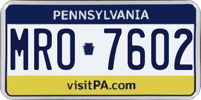 PA license plate MRO7602