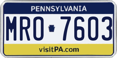 PA license plate MRO7603