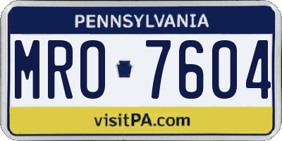PA license plate MRO7604