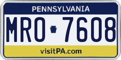 PA license plate MRO7608