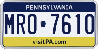 PA license plate MRO7610