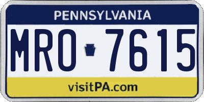 PA license plate MRO7615