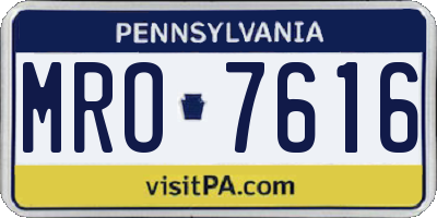 PA license plate MRO7616