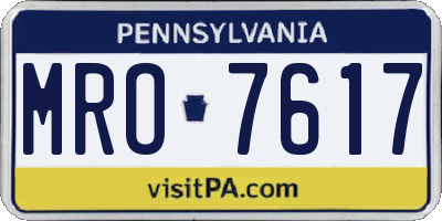 PA license plate MRO7617