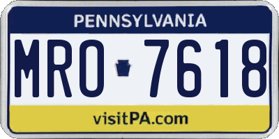 PA license plate MRO7618
