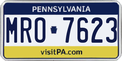 PA license plate MRO7623