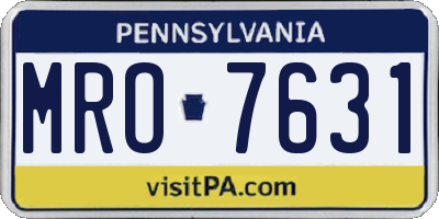 PA license plate MRO7631