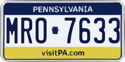 PA license plate MRO7633