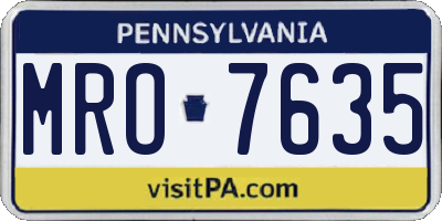 PA license plate MRO7635
