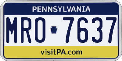 PA license plate MRO7637