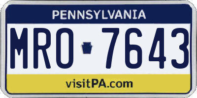 PA license plate MRO7643