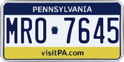 PA license plate MRO7645