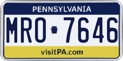PA license plate MRO7646