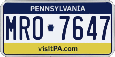 PA license plate MRO7647