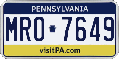 PA license plate MRO7649