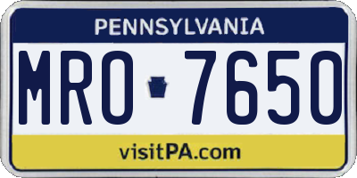 PA license plate MRO7650